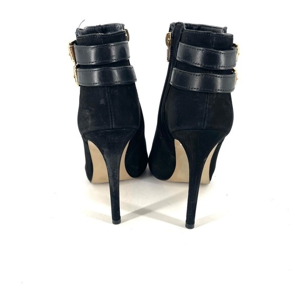 Steve Madden Amberr Black Suede Open Toe Booties - Picture 4 of 8